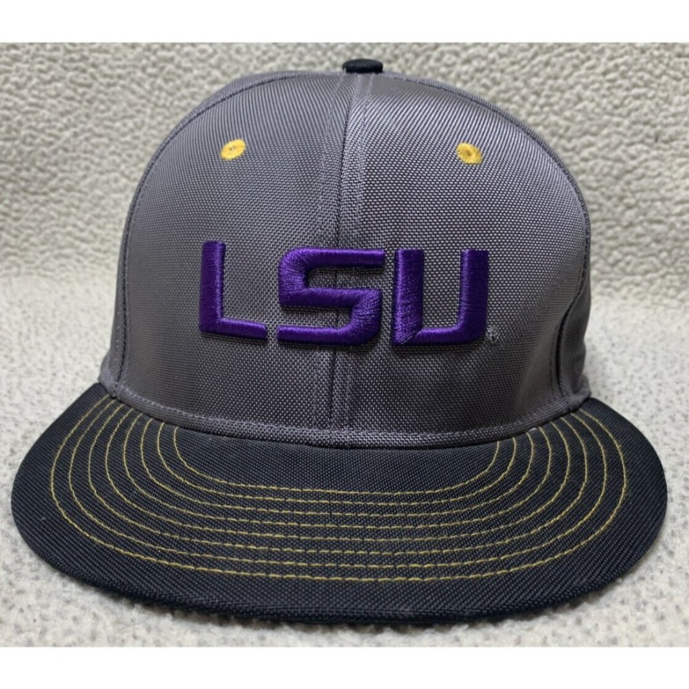 Nike True Hat Cap Canvas Snapback Gray Curved Brim LSU Tigers NCAA GEAUX TIGERS!